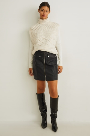 Black C&A Faux Leather Skirts | 830-XEOBYK