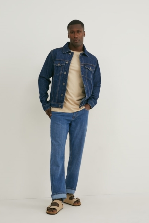 Denim Blue C&A Straight Lycra® Recycled Jeans | 601-XHRYTO